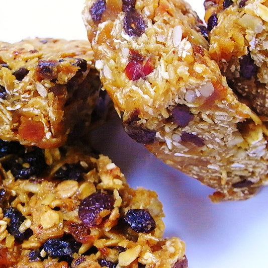 Vegan and gluten free fruited Flapjack