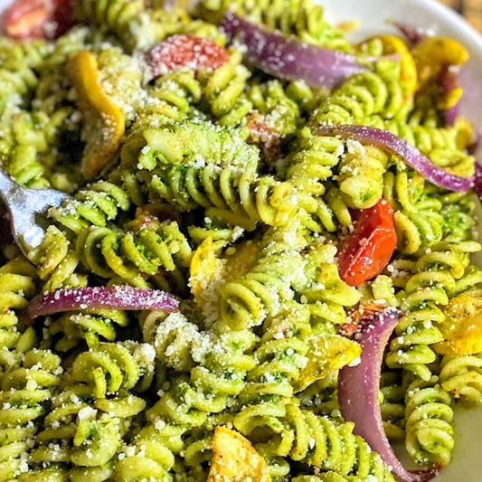 Fresh Pesto Pasta and Roasted Vegetable